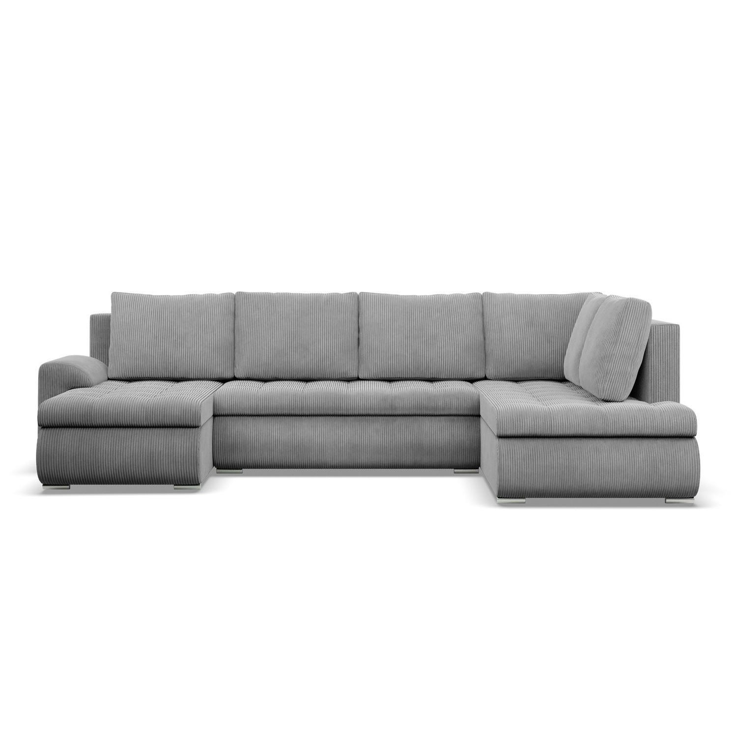 U-SOFA MIT SCHLAFFUNKTION FORESTA, Cord - Grau - Grau, Textil (300/89/200cm)