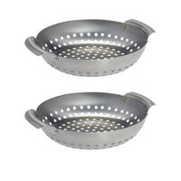 GRILLKORB 2er-Set, silber, Edelstahl - Edelstahlfarben, Metall (22.5/27/6cm) - bremermann