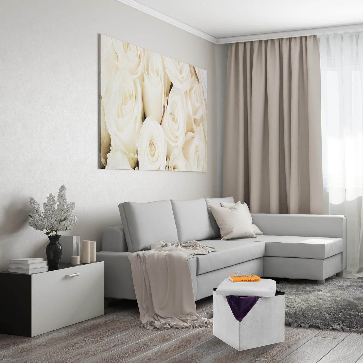SITZHOCKER - Braun, Holzwerkstoff/Textil (38/38/38cm) - Relaxdays