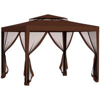 PAVILLON DE-12592 3x3 m mit Doppeldach und Moskitonetzen Braun - Braun, Textil (297/268/297cm) - ComfortXL
