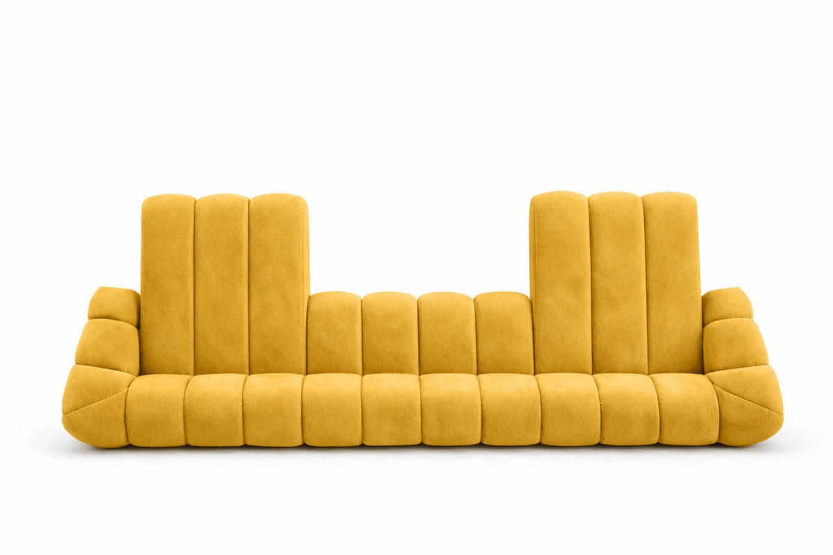 ECKSOFA Modulare U-Form, Veloursstoff Bluvel, Golden, CROISSANT U XL - Goldfarben, Holz (448/72/190cm) - Kaiser Möbel
