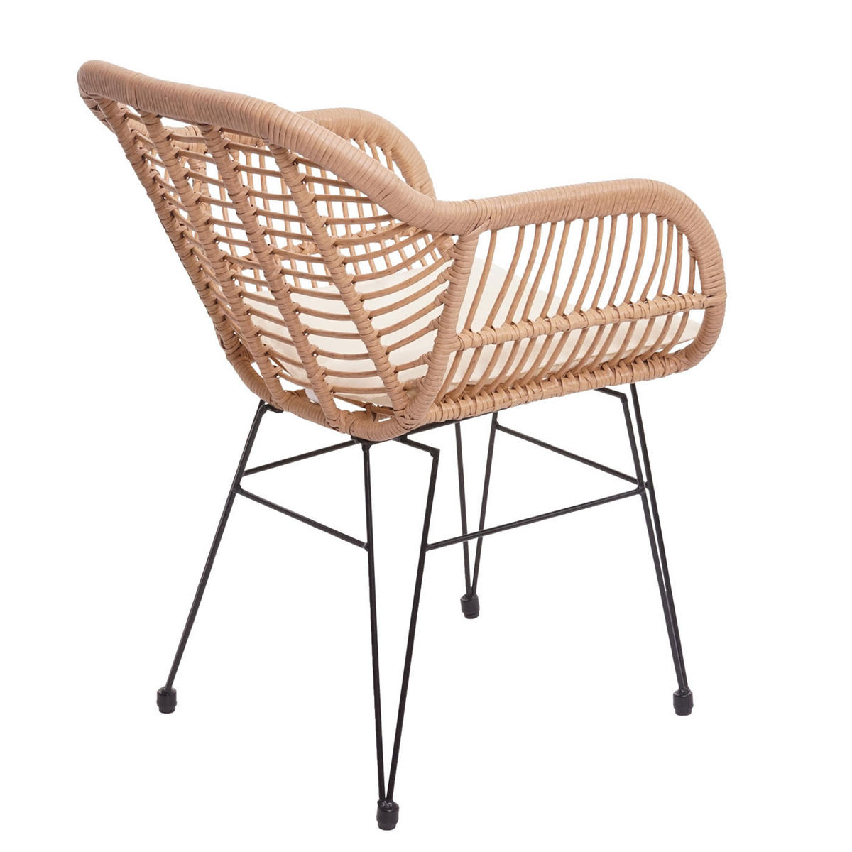 POLY-RATTAN GARNITUR Braun, Cremeweiß - Braun/Weiß, Kunststoff - MCW