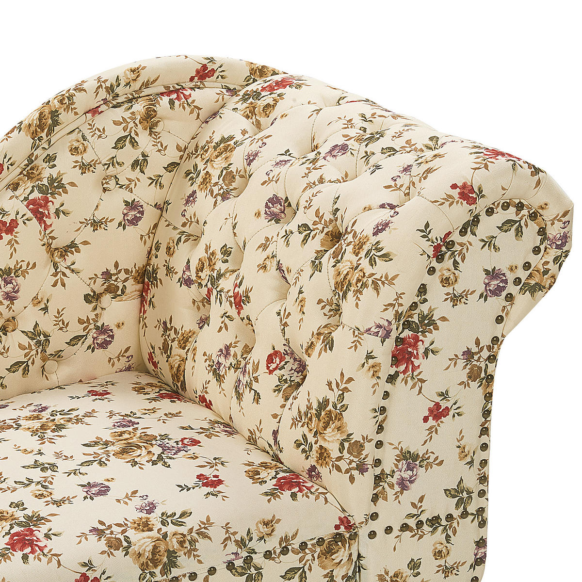 CHAISELONGUE Polsterbezug beige Blumenmuster rechtsseitig Nimes - Beige/Multicolor, Textil (170/79/61cm) - Beliani