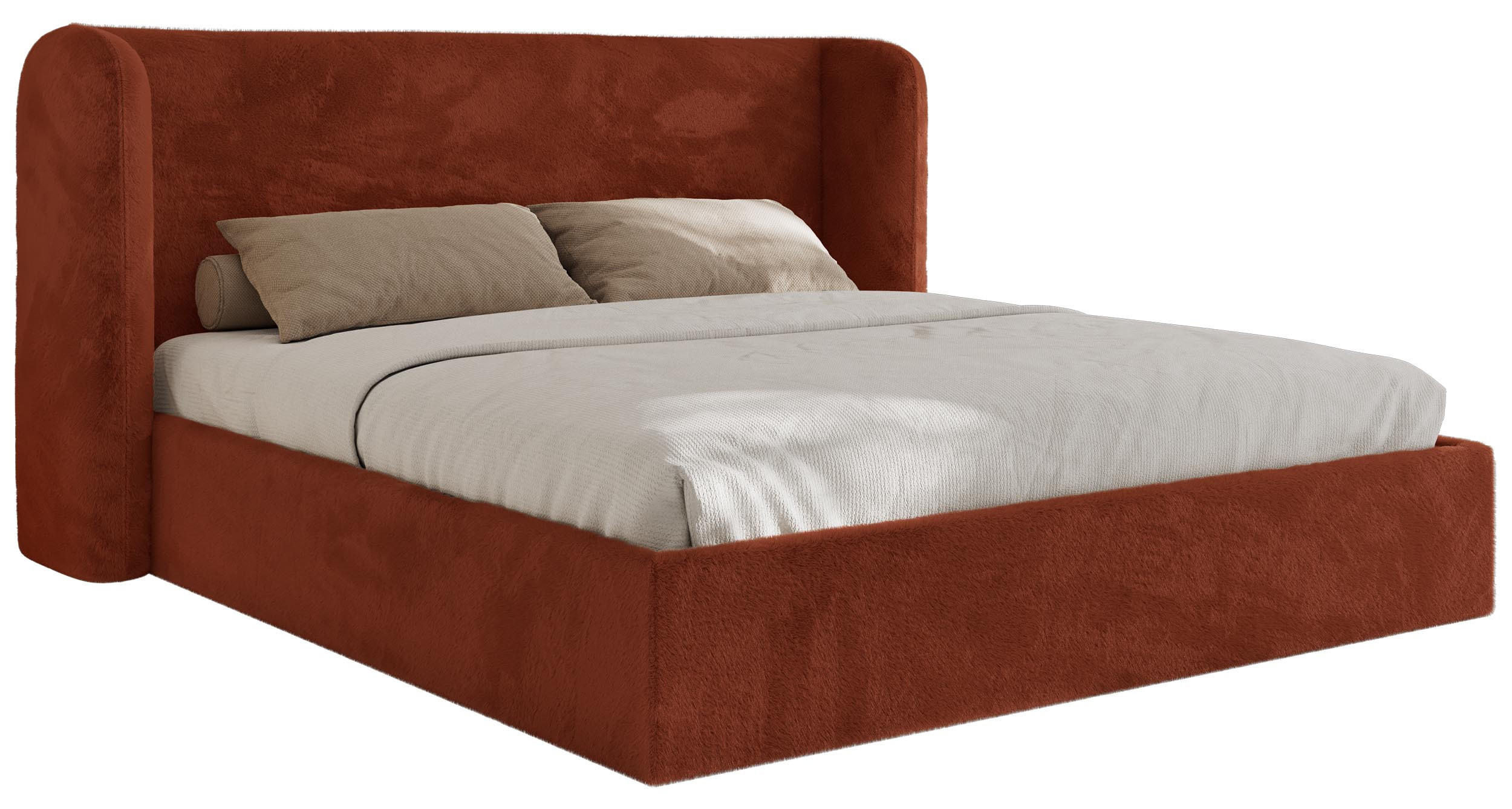 POLSTERBETT EMORA CLASSIC 160/200 - Orange Plüsch - Schaum-Matratze - Orange, Textil (160/200cm) - MKS