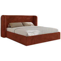 POLSTERBETT EMORA CLASSIC 200/200 - Orange Plüsch - ohne Matratze - Orange, Textil (200/200cm) - MKS