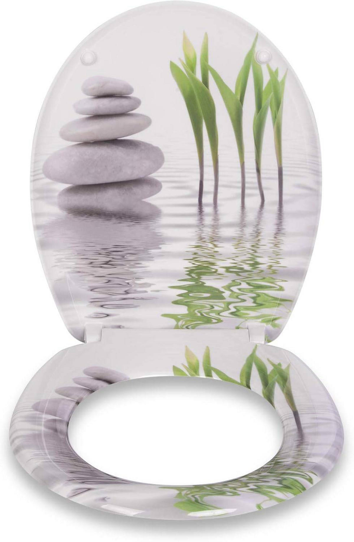 WC SITZ mit Absenkautomatik,Antibakteriell Oval,Tulip - Weiß/Grau, Kunststoff (37/2.51/45cm) - Woltu