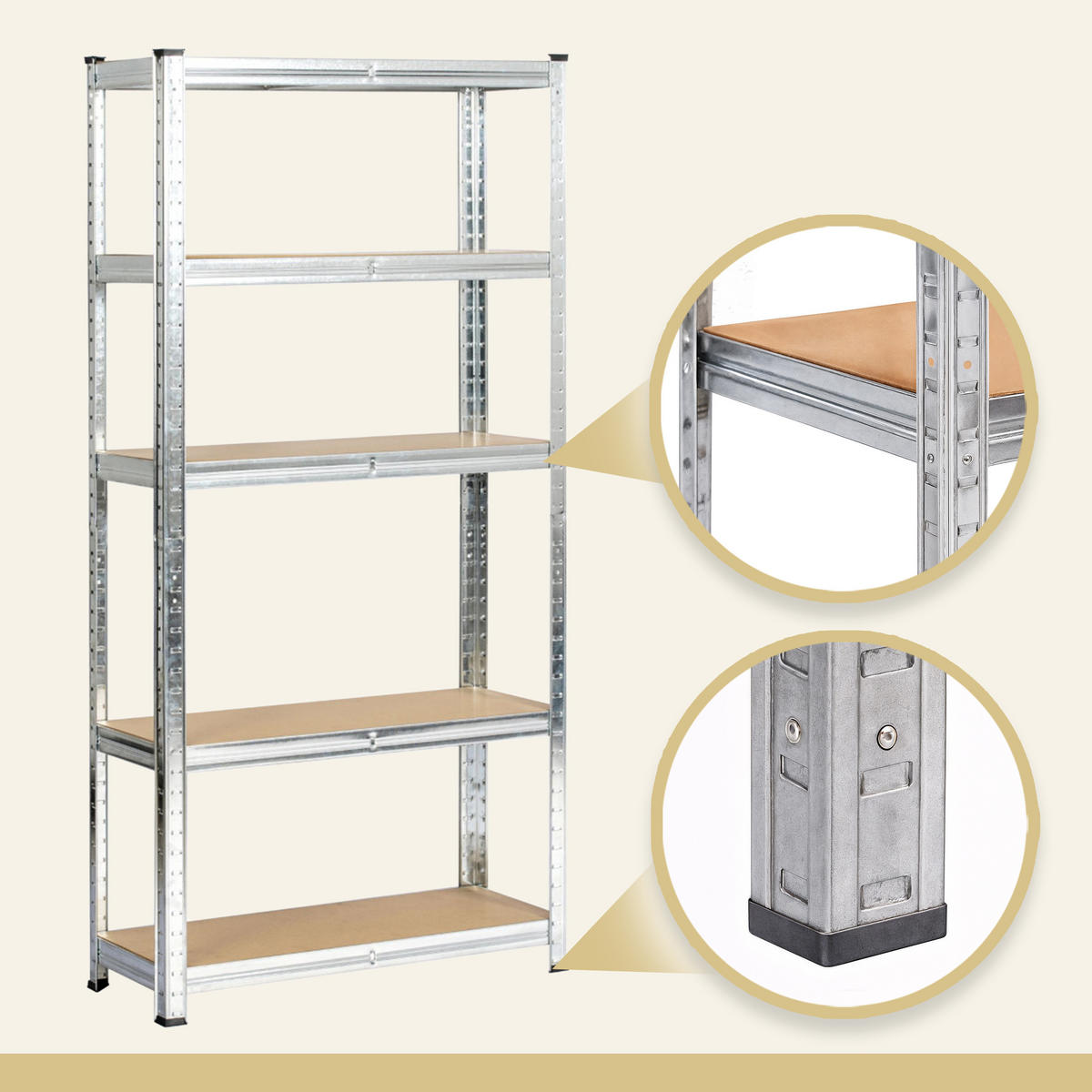 SCHWERLASTREGAL galvanisiertes Silber 70x30x154 cm - Silberfarben, Metall (70/154/30cm) - Akord