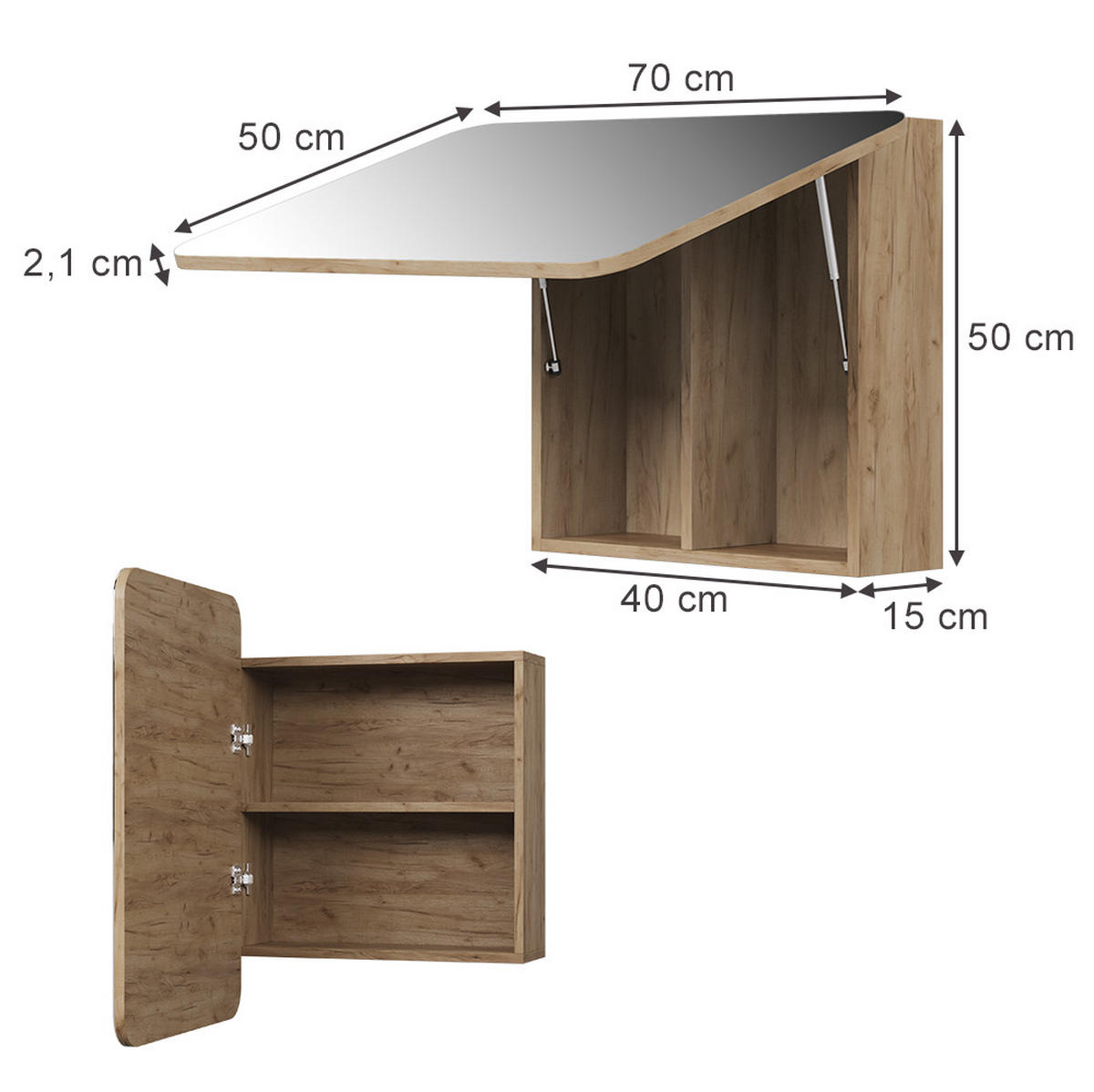 KOUPELNOVÁ ZRCADLOVÁ SKŘÍŇKA Zino Zlatý mocný dub - medově dubová, kompozitní dřevo (70/50/17.4cm) - Vicco