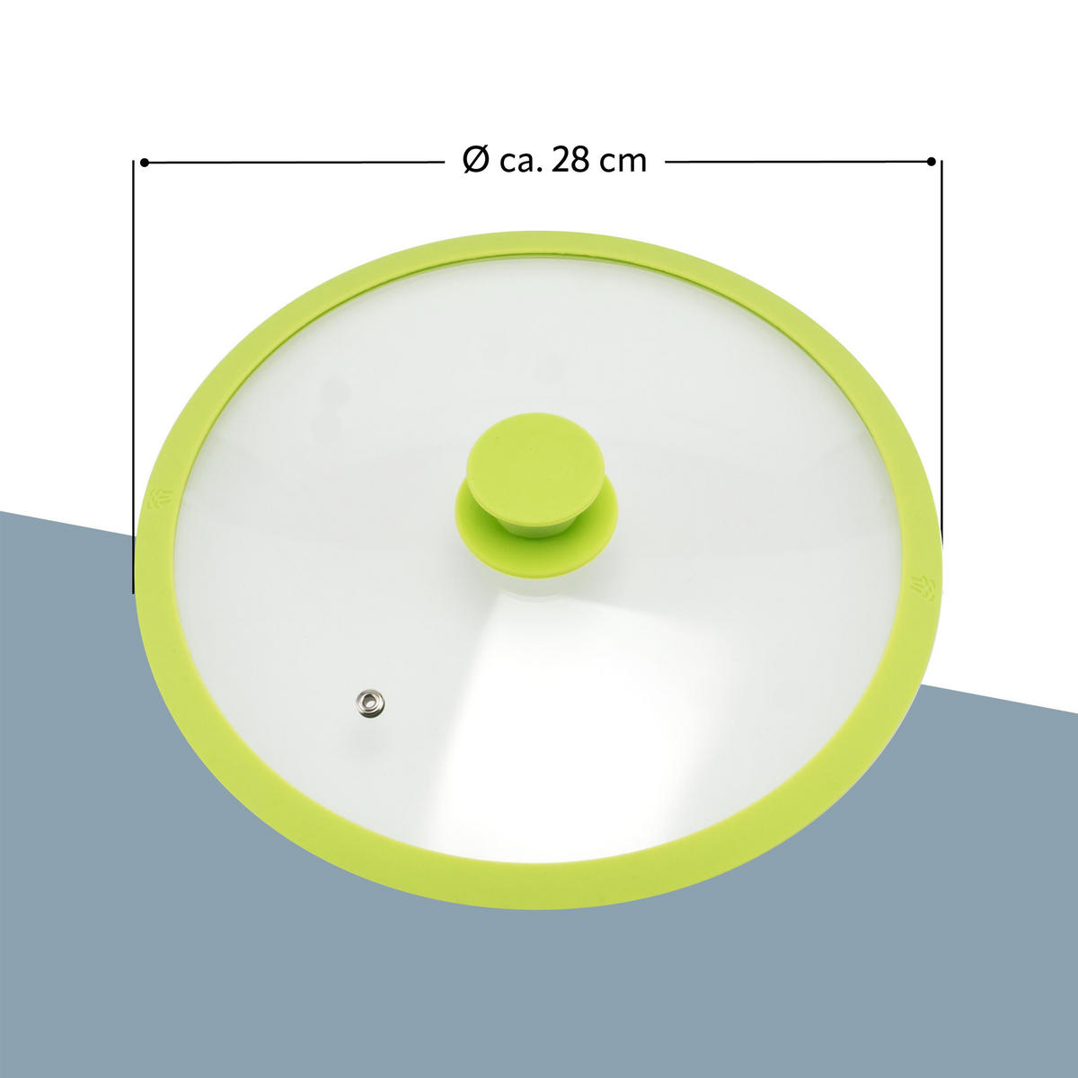 GLASDECKEL mit Silikonrand 28 cm grün - Grün, Glas (28/28/6cm) - bremermann