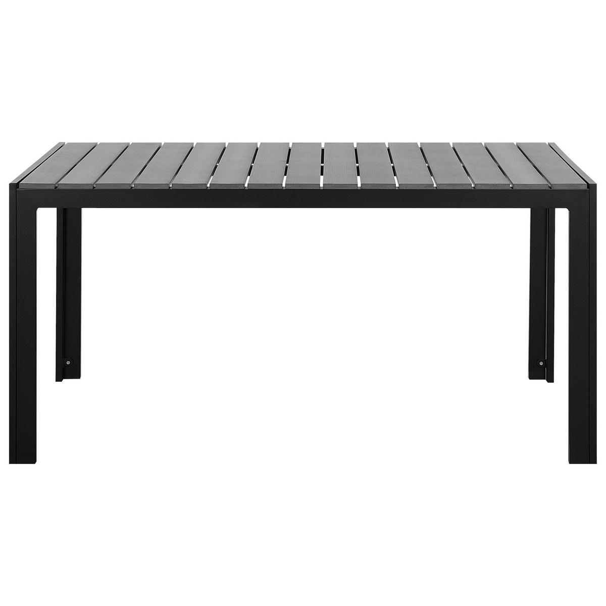 GARTENTISCH Kunstholz grau/schwarz 150/90 cm Como - Schwarz/Grau, Kunststoff (150/90/74cm) - Beliani