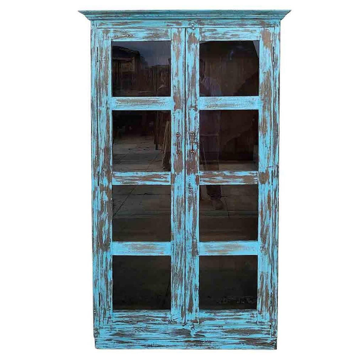 VITRINE aus Holz, 110x40x45cm - Blau, Holz (110/180/45cm) - Wanderlust