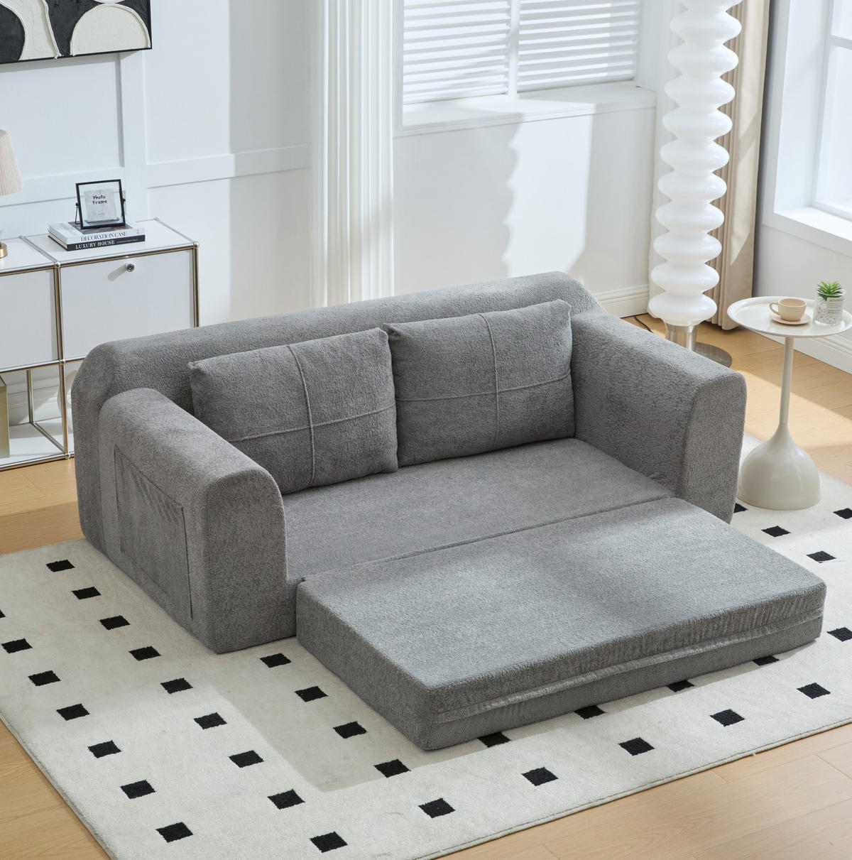 SOFA-BETT klappbar 2-in-1 Stoff Dunkelgrau - Dunkelgrau, Holzwerkstoff (178/61.5/96cm) - Meubliv