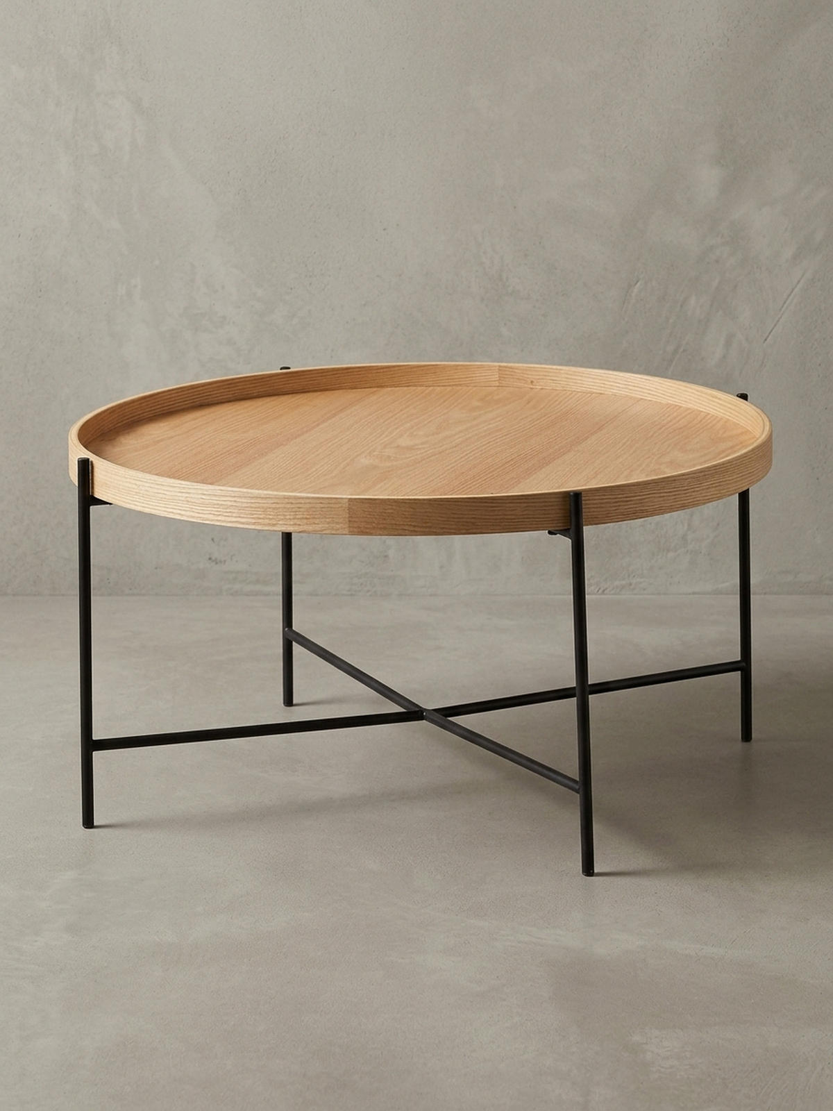 COUCHTISCH Eichenholz Furnier mit stabilem Metallgestell, Modernes zeitloses Design - Schwarz/Braun, Holz/Metall (78/78/40cm) - KADIMA DESIGN