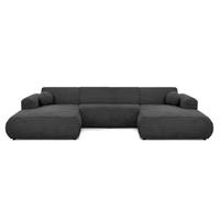 WOHNLANDSCHAFT Puerto U ohne Schlaffunktion, Schwarz, Cordstoff - Schwarz, Holzwerkstoff (363/76/170cm) - Beautysofa