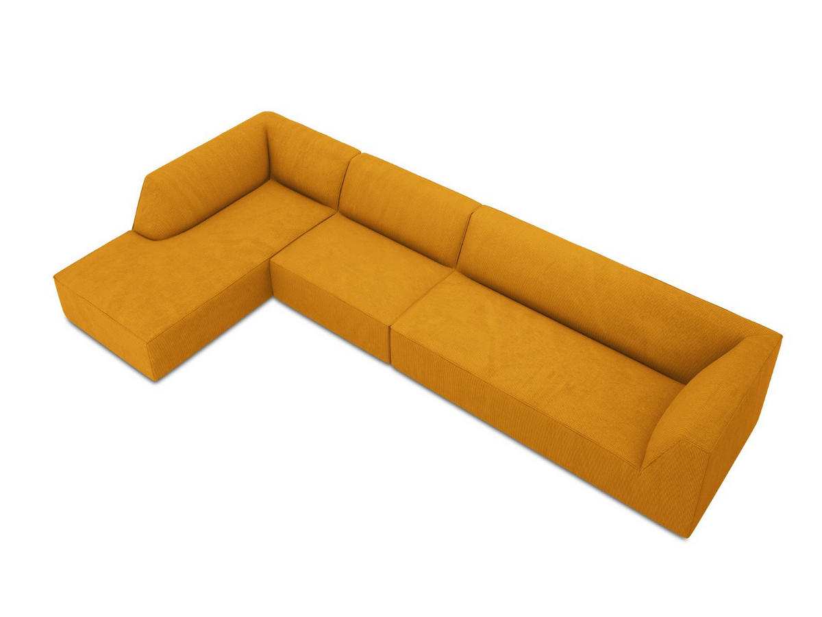 ECKSOFA links Ruby aus Cord gelb 5 Sitzplätze - Gelb, Textil (180/366cm) - Micadoni
