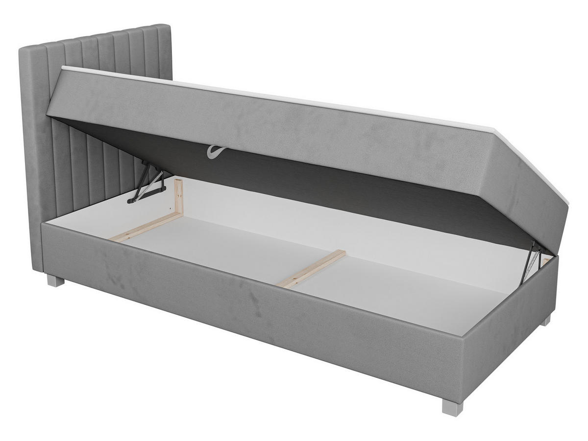 BOXBETT Viki - Silberfarben/Hellgrau, Holzwerkstoff/Kunststoff (90/200cm) - MIRJAN24