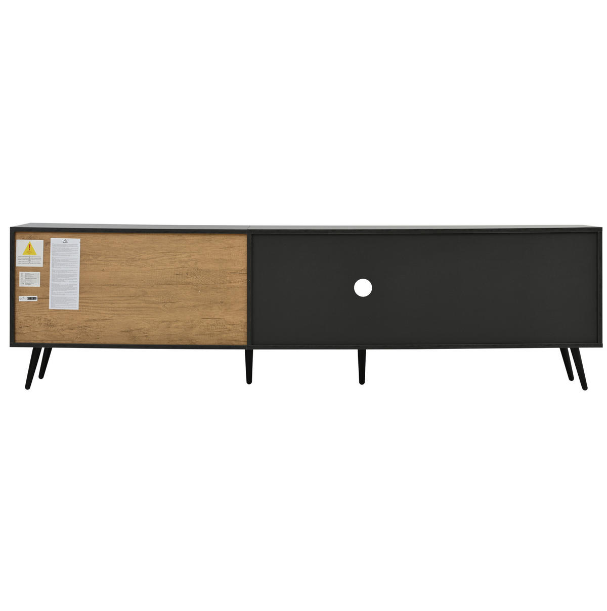 TV ormarić 200/40/55,5 cm sivo-smeđi od MDF-a s Changhong staklom i otvorom za kabele - siva, drvni materijal (200/55.5/40cm) - OKWISH