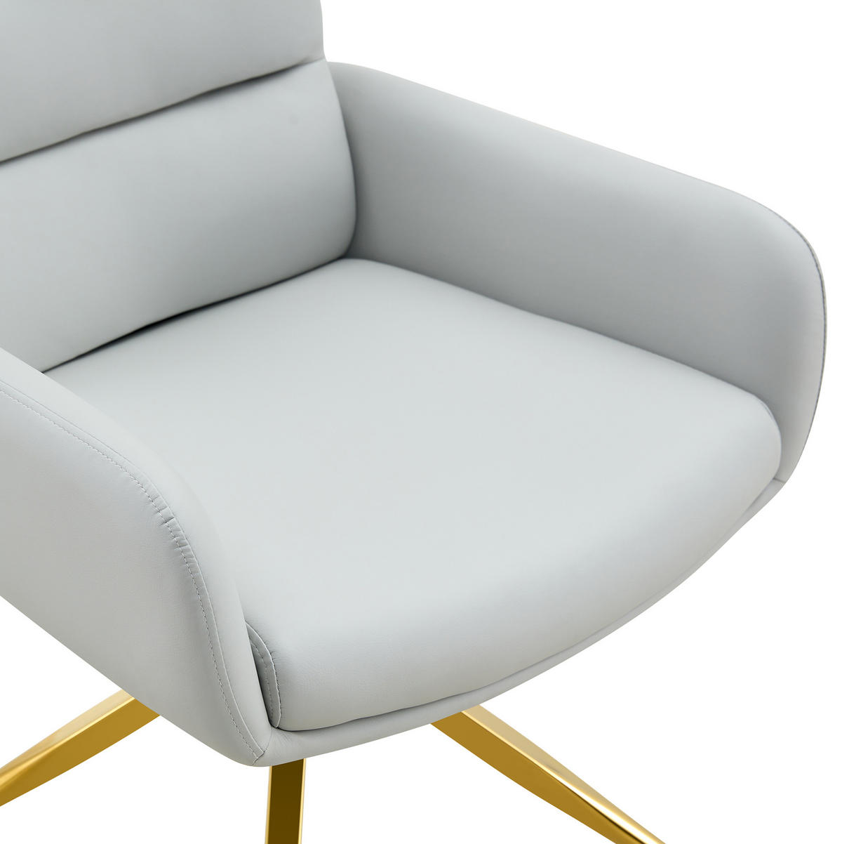 DREHSTUHL 2er-Set 360° drehbar Höhe 85 cm PU Hellgrau Goldfarben - Hellgrau, Metall (50/85/55cm) - Meubliv
