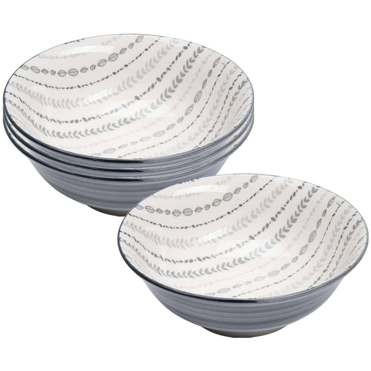 SERVIERSCHALEN Sendai Ranke grau ø 21 cm 4er Set - Grau, Keramik (21/7.7/21cm) - Ritzenhoff Breker