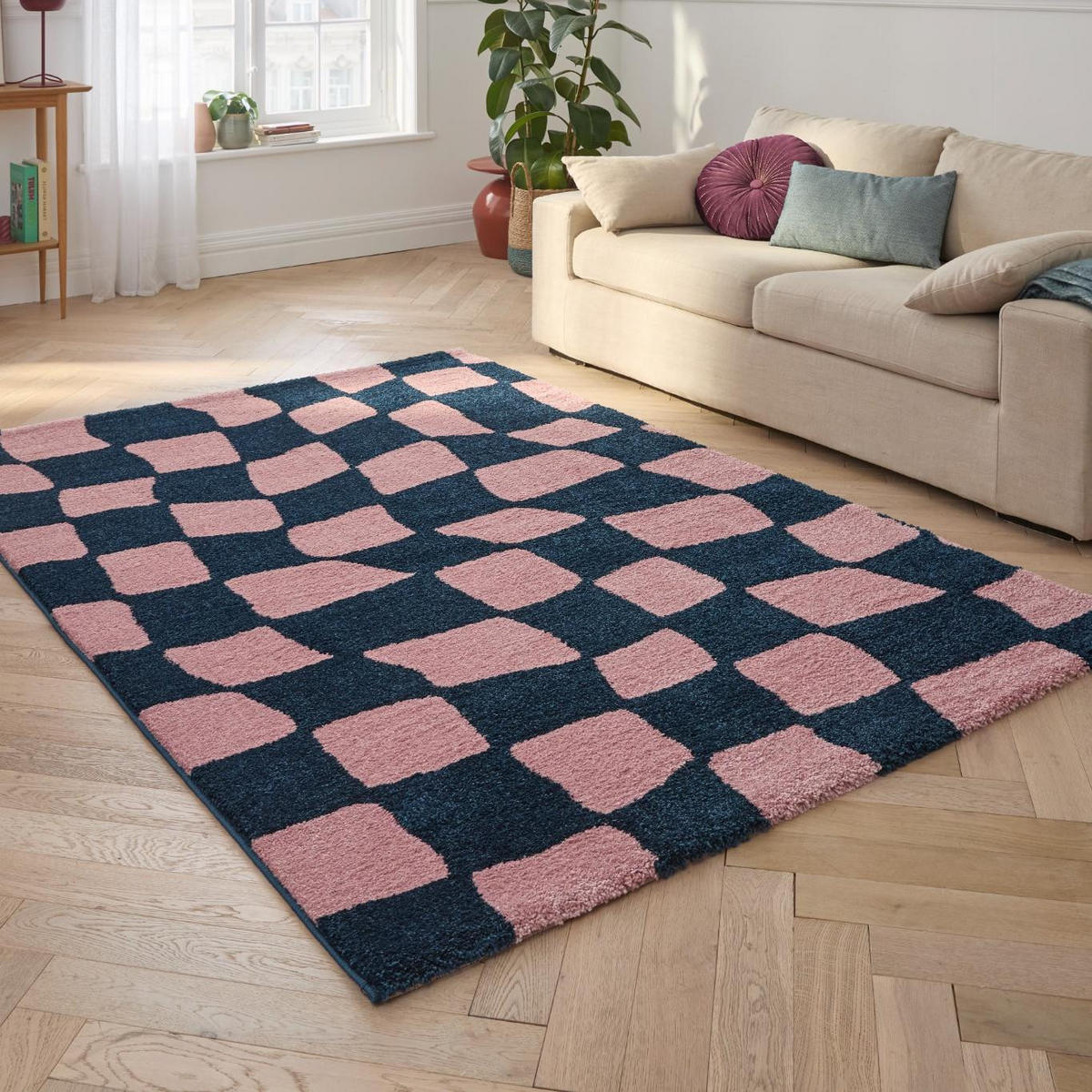 TEPPICH vintage karos blau Groovy 200x280 cm - Blau, Textil (200/280cm) - Nazar Rugs