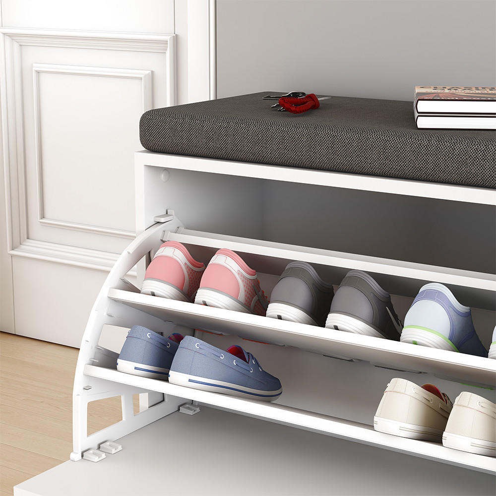 SCHUHBANK Georg Weiß 60 x 49.5 cm mit Auflage - Weiß, Holzwerkstoff (60/49.5/30cm) - Vicco