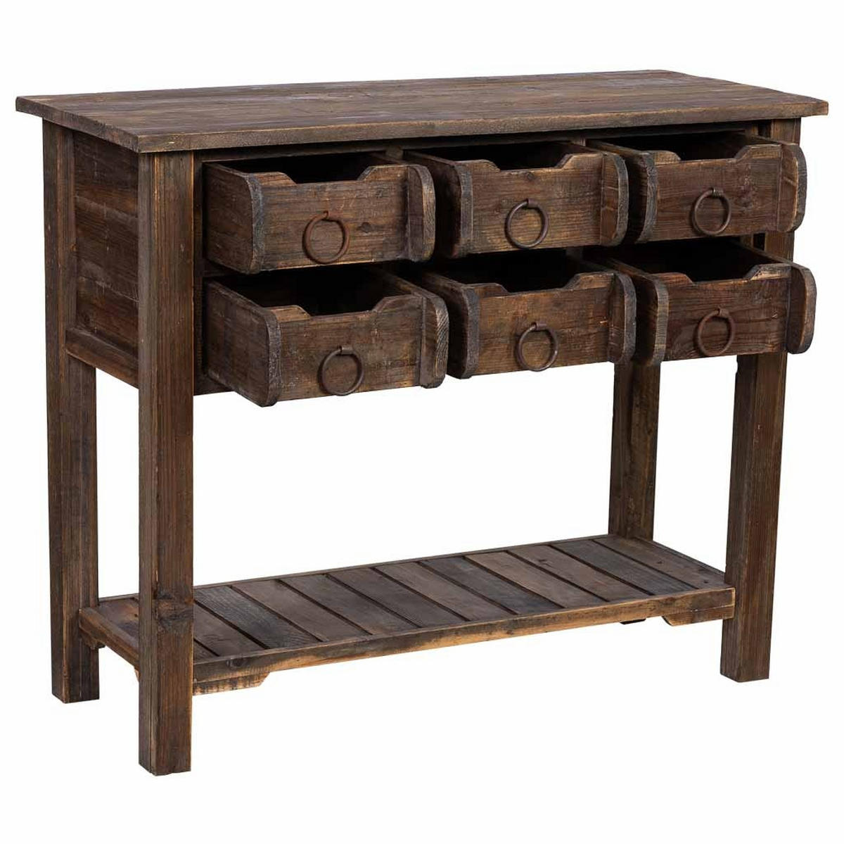 FLURTISCH aus holz mit 6 schubladen 105x45x82 cm - Braun, Holz (45/105/82cm) - Wanderlust