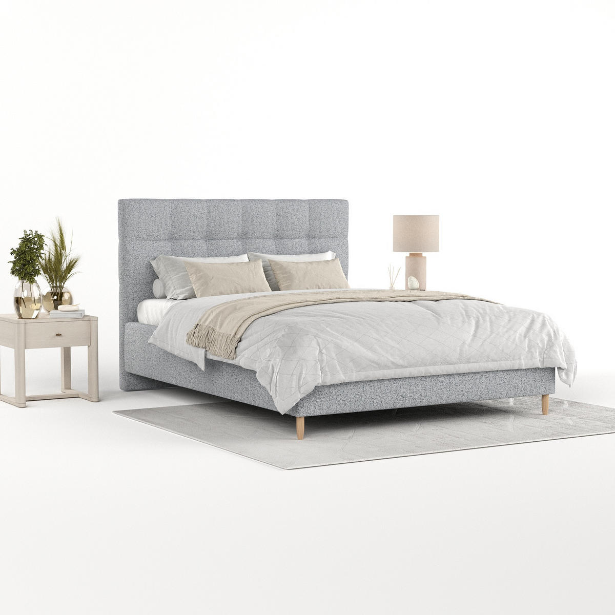 POLSTERBETT Cora 160/200 cm Grau im Riva Stoff - Naturfarben/Grau, Holz/Holzwerkstoff (160/200cm) - AltaBeds