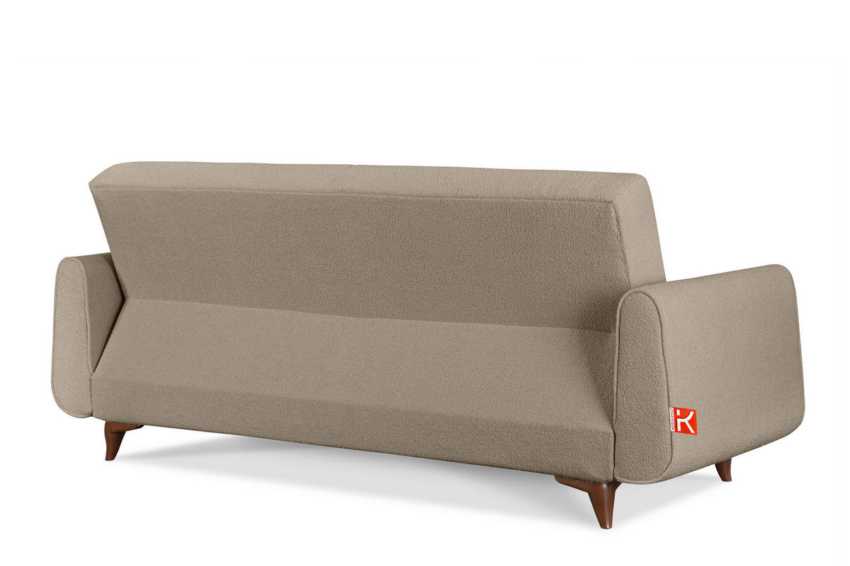 3-SITZER-SCHLAFSOFA GUSTAVO mit Armlehnen, Dunkelbeige - Graubraun/Beige, Holz/Holzwerkstoff (230/98/98cm) - KONSIMO®