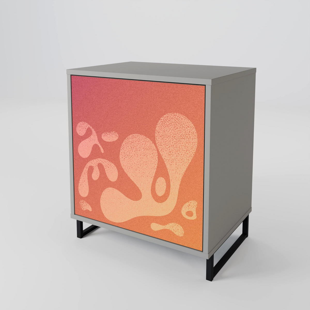 SIDEBOARD IRREGULAR PINK, Grau, 57,5x42x70,5 cm, Schwarze Metall-Sternfüße - Multicolor/Schwarz, Holzwerkstoff/Metall (57.5/70.5/42cm) - SpaceRebels