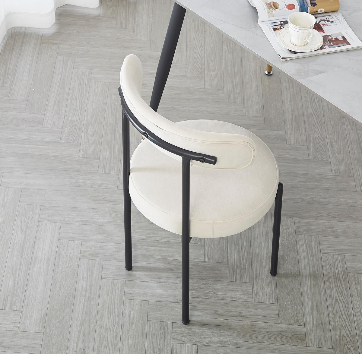 STUHL 2er-Set Samt Beige - Beige, Textil (47/79/48cm) - Nordlys