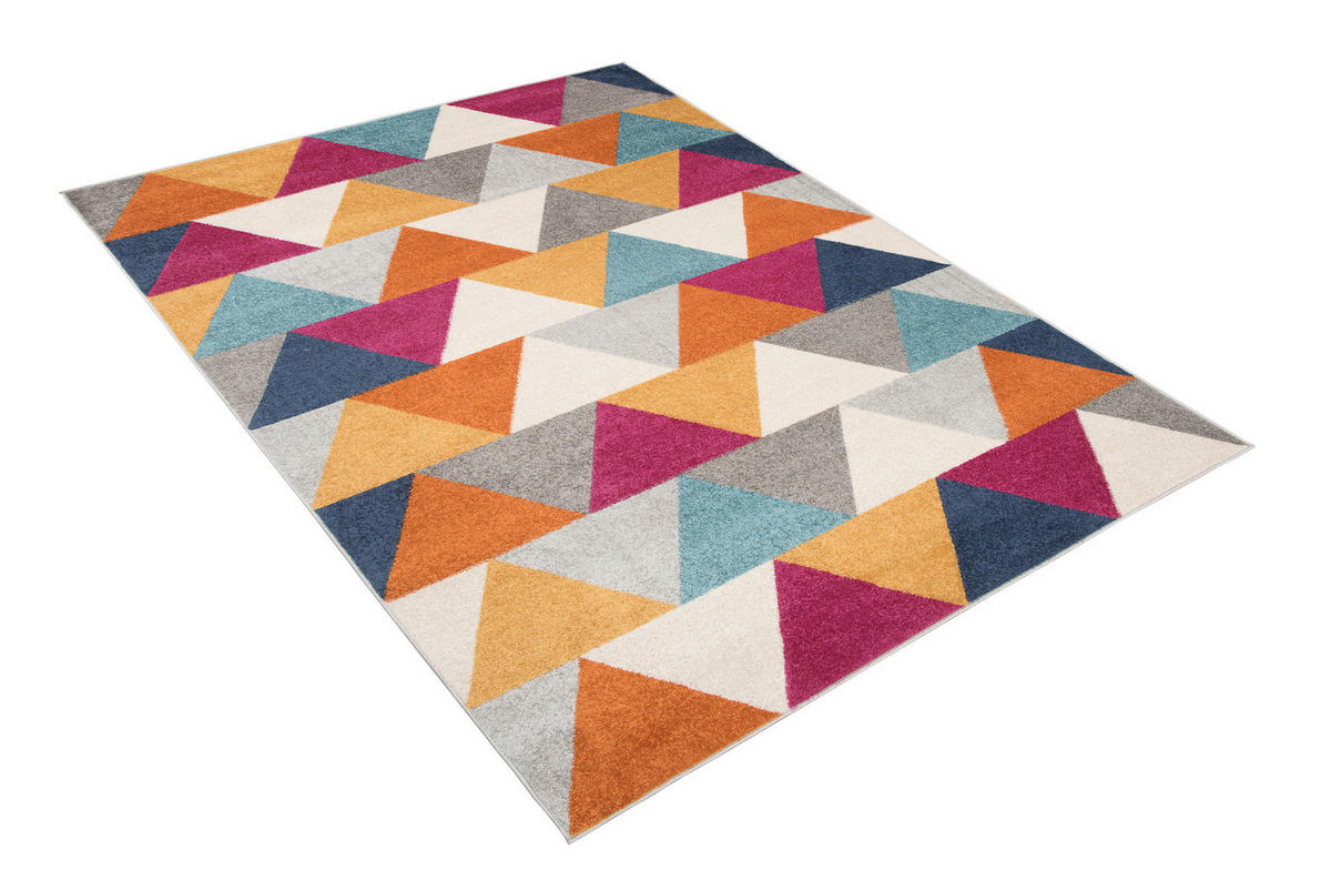 TEPPICH LAZUR Weiß Orange 140/190 cm - Dunkelorange/Multicolor, Kunststoff (140/190cm) - Tapiso