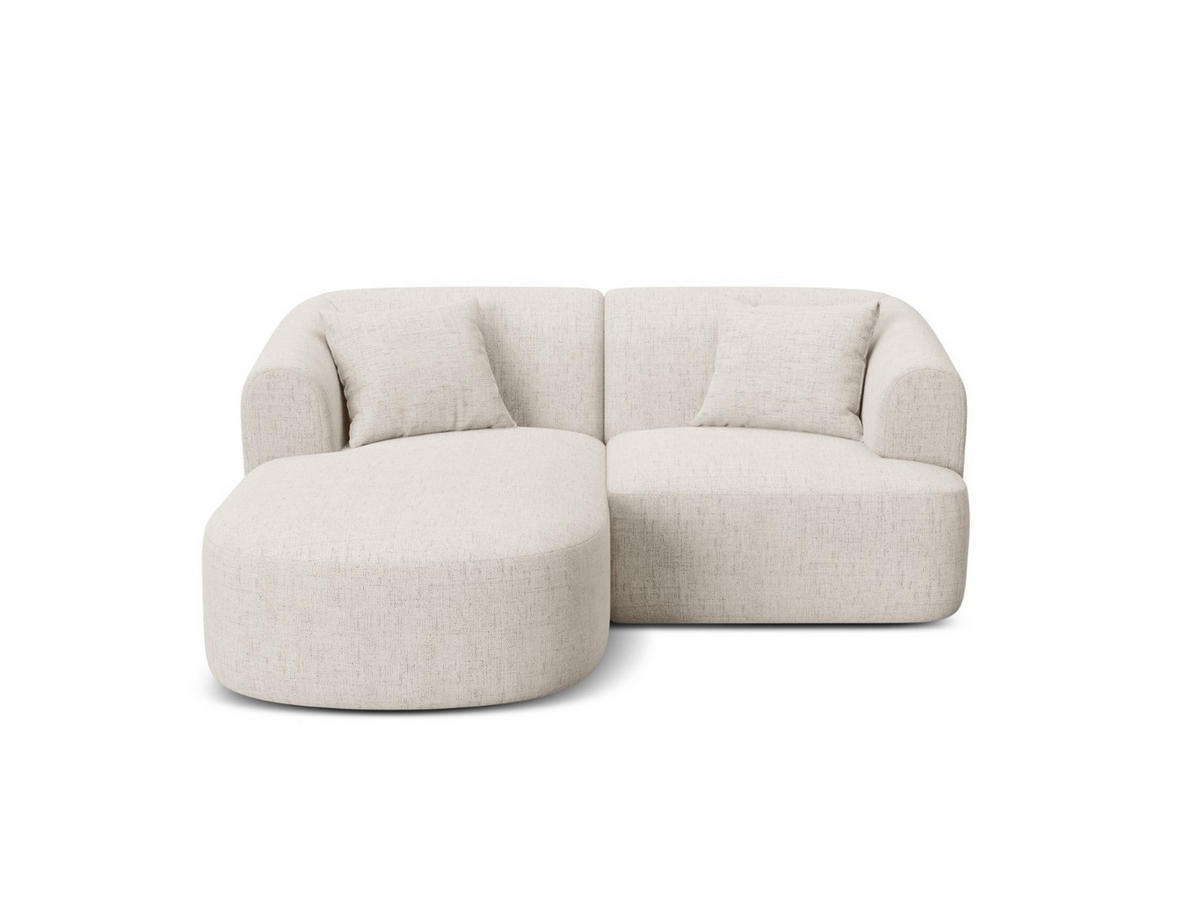 MODULARES-ECKSOFA links Campi aus strukturiertem Stoff leichtes beige 3 Sitzplätze - Creme, Textil (156/180cm) - Cosmopolitan Design