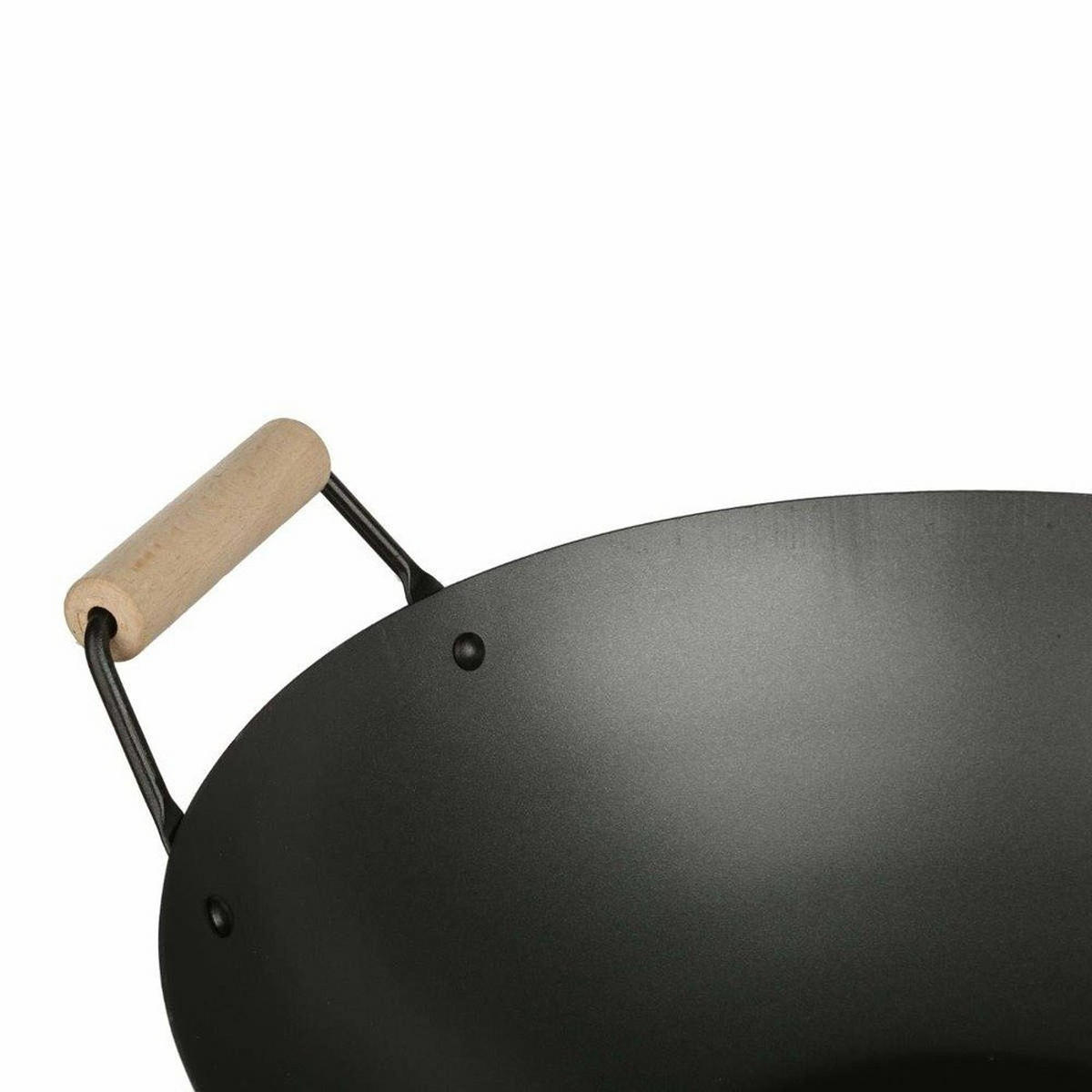 STAHLWOK mit Holzgriff 35/35/9 cm - Schwarz, Metall (35cm) - 5five Simply Smart