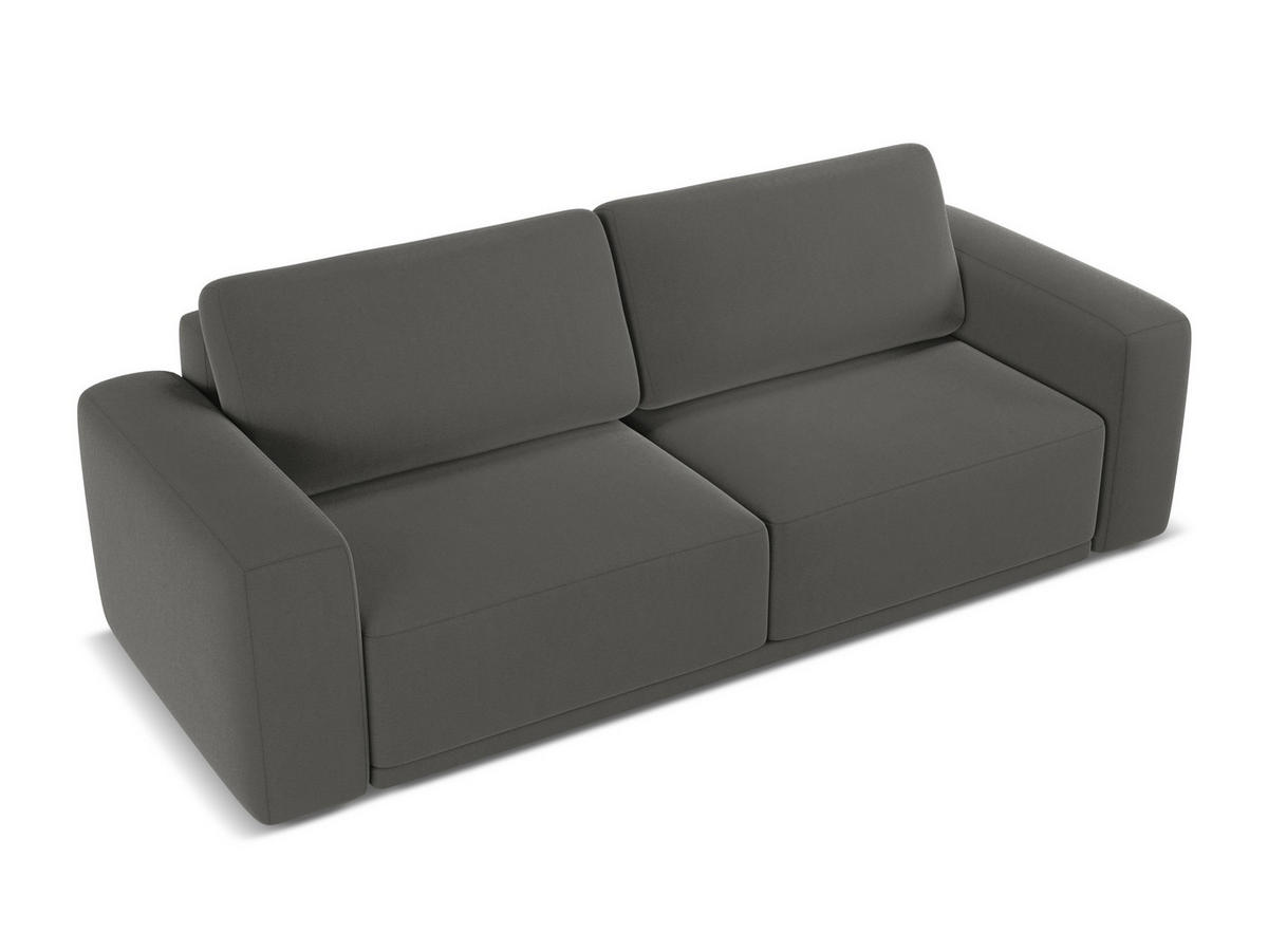 3-SITZER SOFA mit Schlaffunktion Samt Stoff Grau - Dunkelgrau/Schwarz, Kunststoff/Textil (242/91/100cm) - Makamii