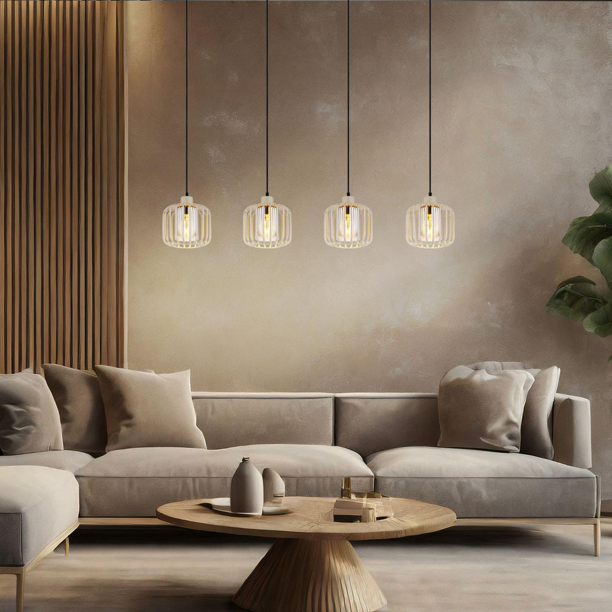 HÄNGELEUCHTE ALFRED Metall Sand - Bernsteinfarben, Glas (108/18/120cm) - Globo Lighting