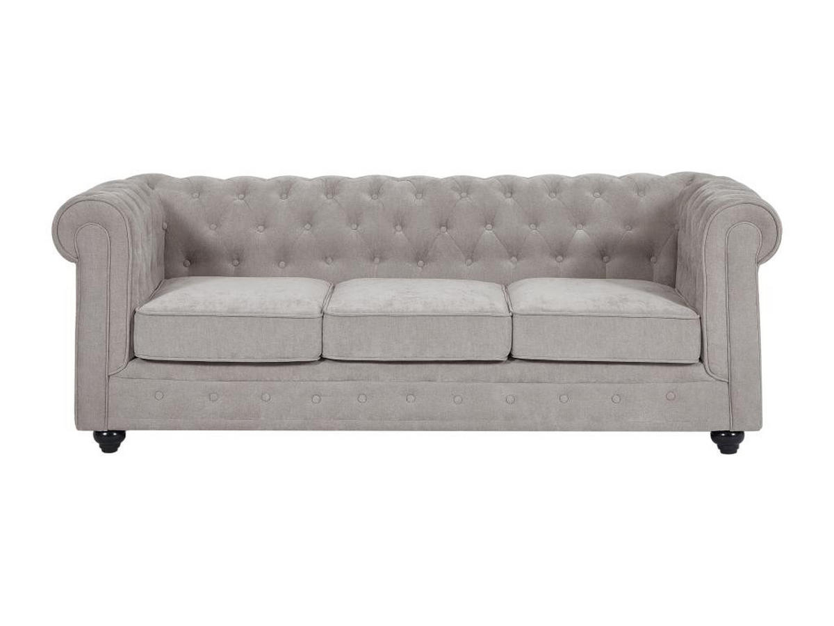 3-SITZER-SOFA - Stoff - Grau - CHESTERFIELD - Grau, Textil (88/72/205cm) - Vente-Unique