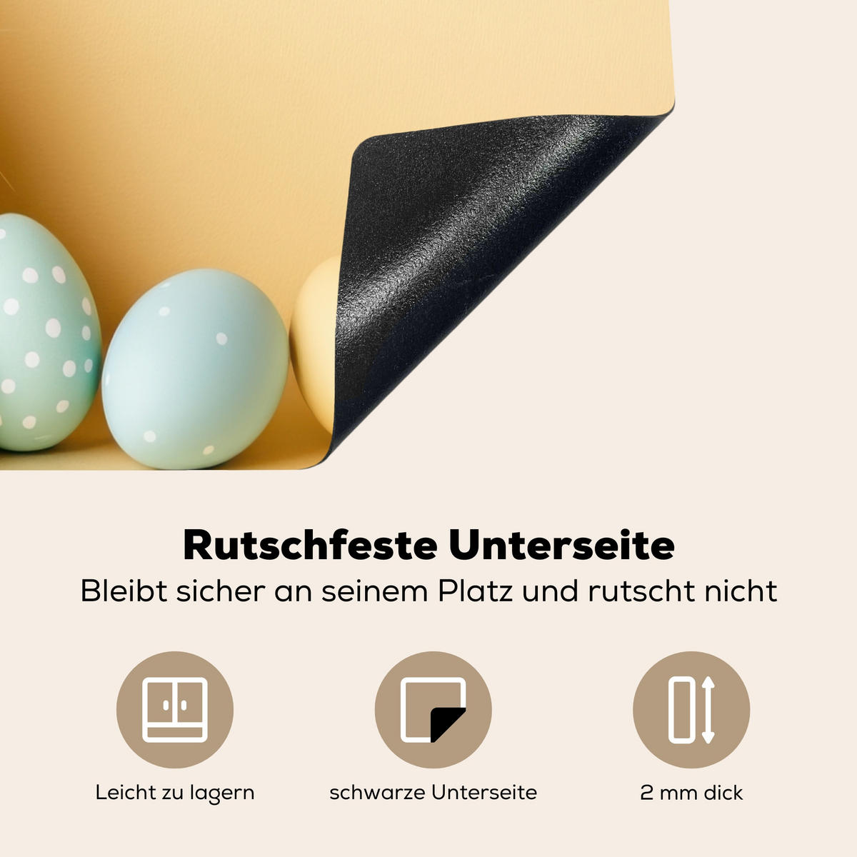 HERDABDECKPLATTE Eier - Kaninchen - Pastellfarbtöne Abdeckung Ceranfeld 58.3x51.3 cm - Hellgelb, Kunststoff (58.3/51.3/0.2cm) - MuchoWow