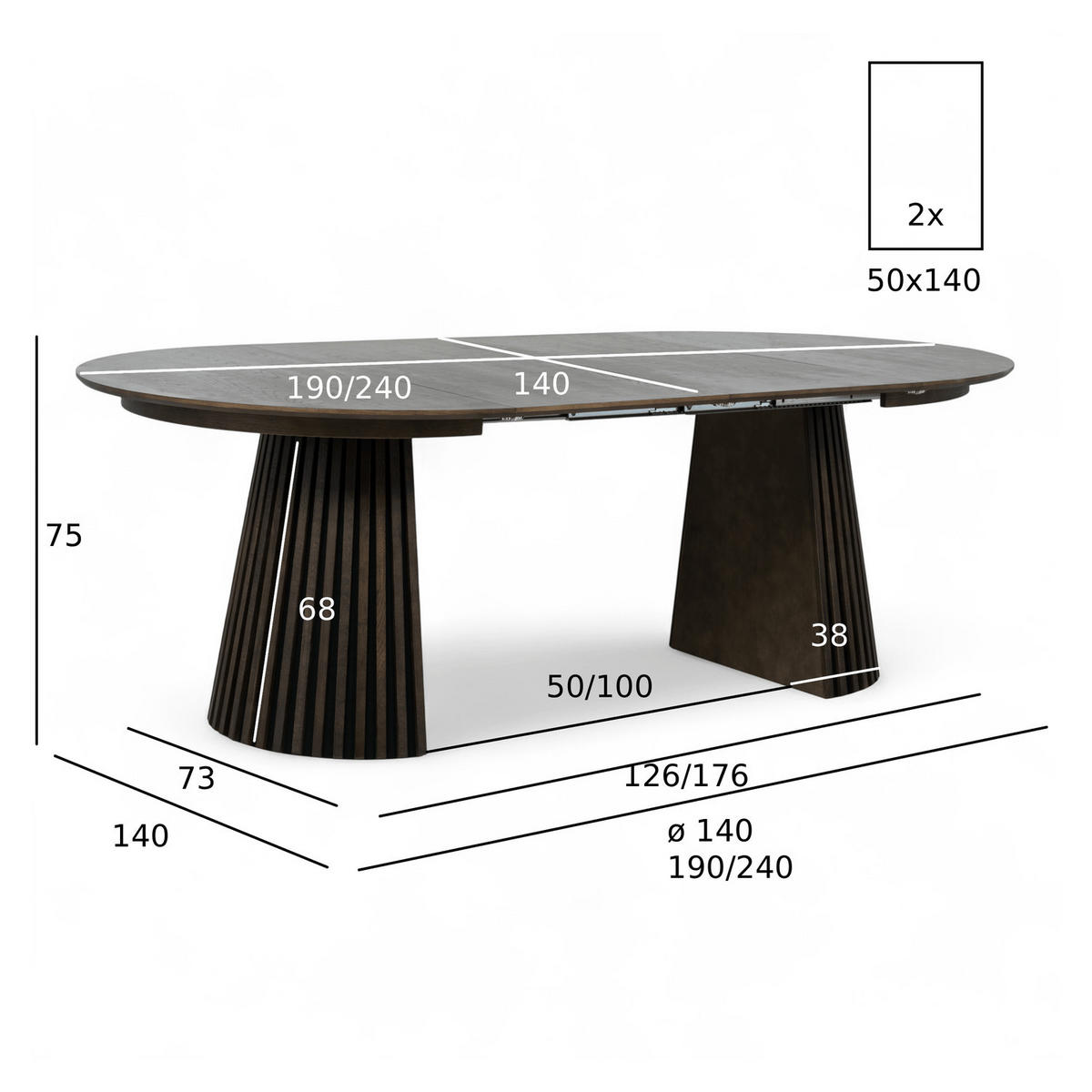ESSTISCH ausziehbar 140/140/75 Räuchereiche rund - Braun, Holzwerkstoff (140/140/75cm) - Furnhouse