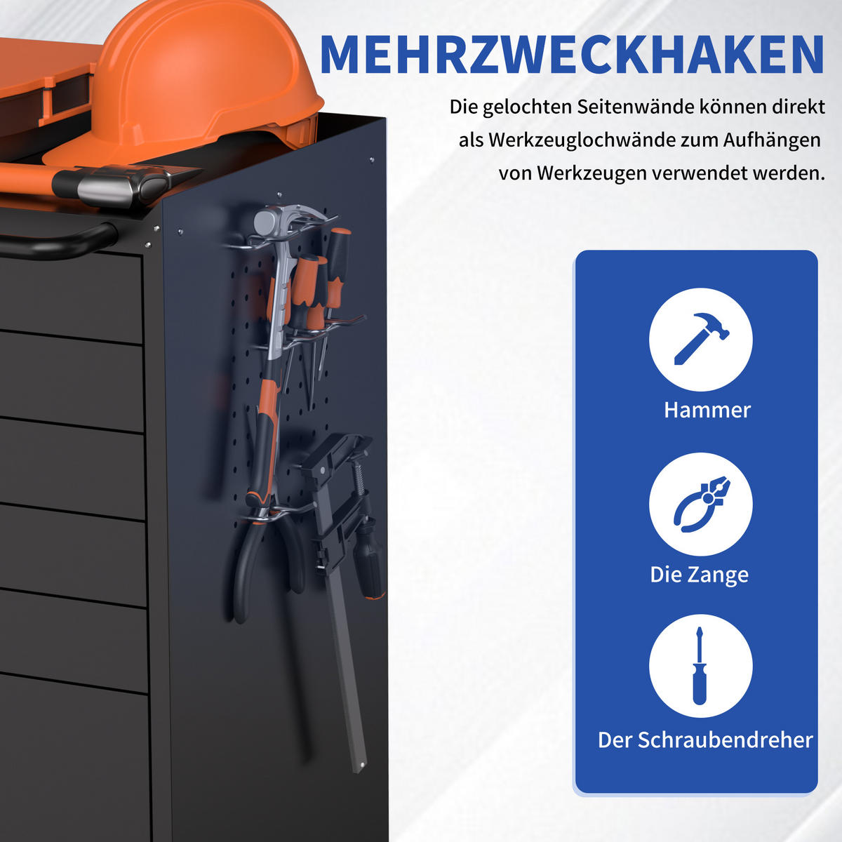 KOMBIKOMMODE – 6 Schubladen, 87,3 cm (H) × 75 cm (B) × 42 cm (T) - Schwarz, Metall (42/87.3/75cm) - DCA