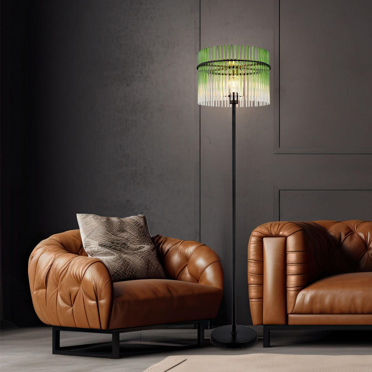 LED STEHLEUCHTE GORLEY Grün - Grün, Glas (38/38/152cm) - Globo Lighting