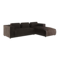 ECKSOFA Nova Dunkelbraun Cord, Ottomane rechts - Dunkelbraun/Schwarz, Holz/Kunststoff (262/176cm) - S-Style Möbel
