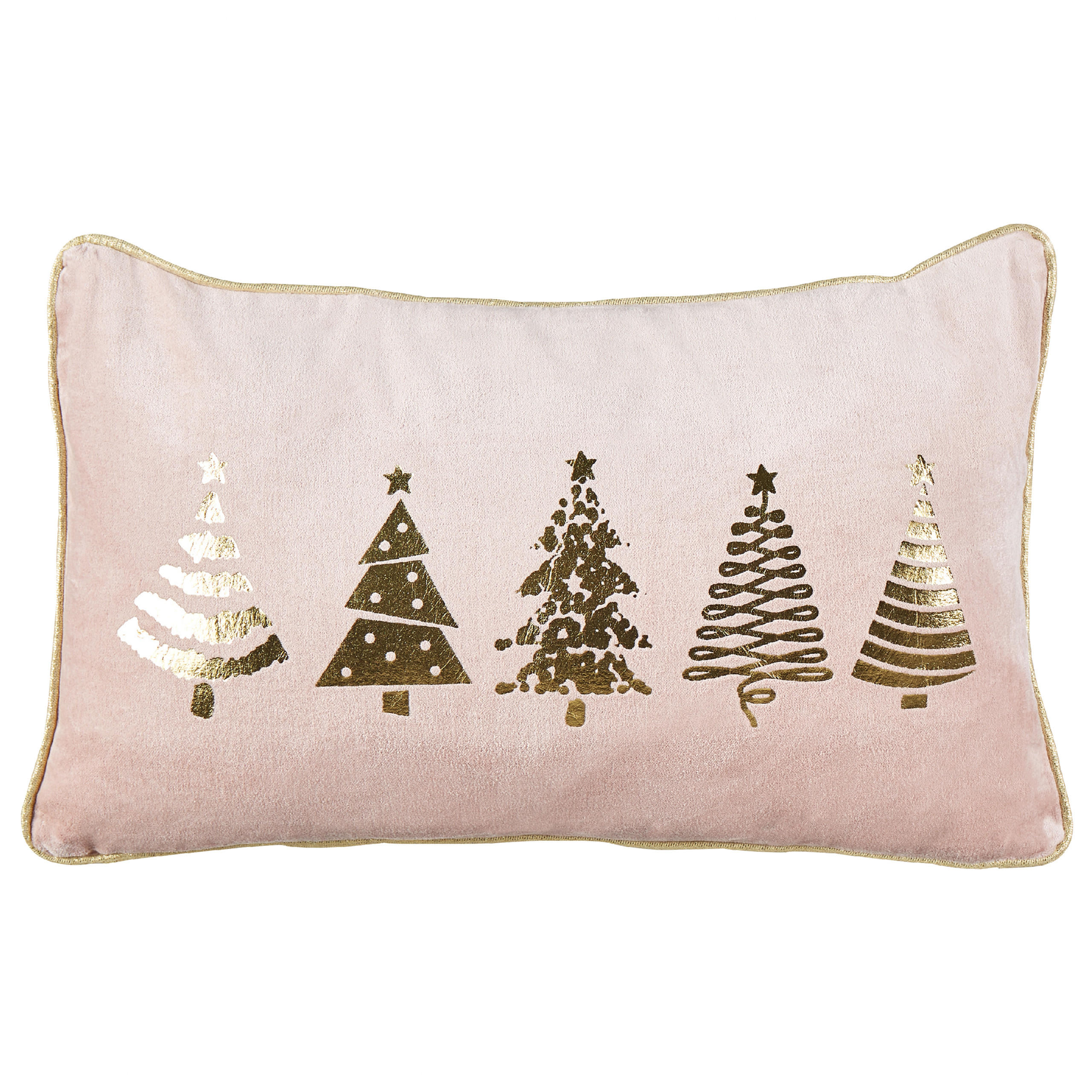 DEKOKISSEN 2er-Set Rosa 30/50 cm Alsobia - Pink/Goldfarben, Textil (30/50cm) - Beliani