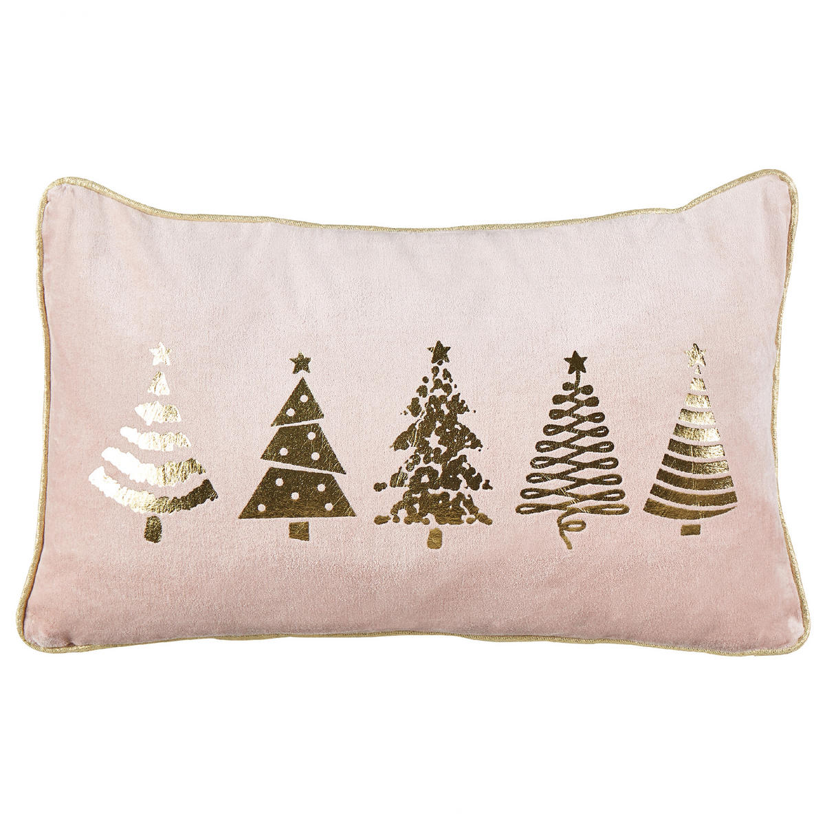 DEKOKISSEN 2er-Set Rosa 30/50 cm Alsobia - Pink/Goldfarben, Textil (30/50cm) - Beliani