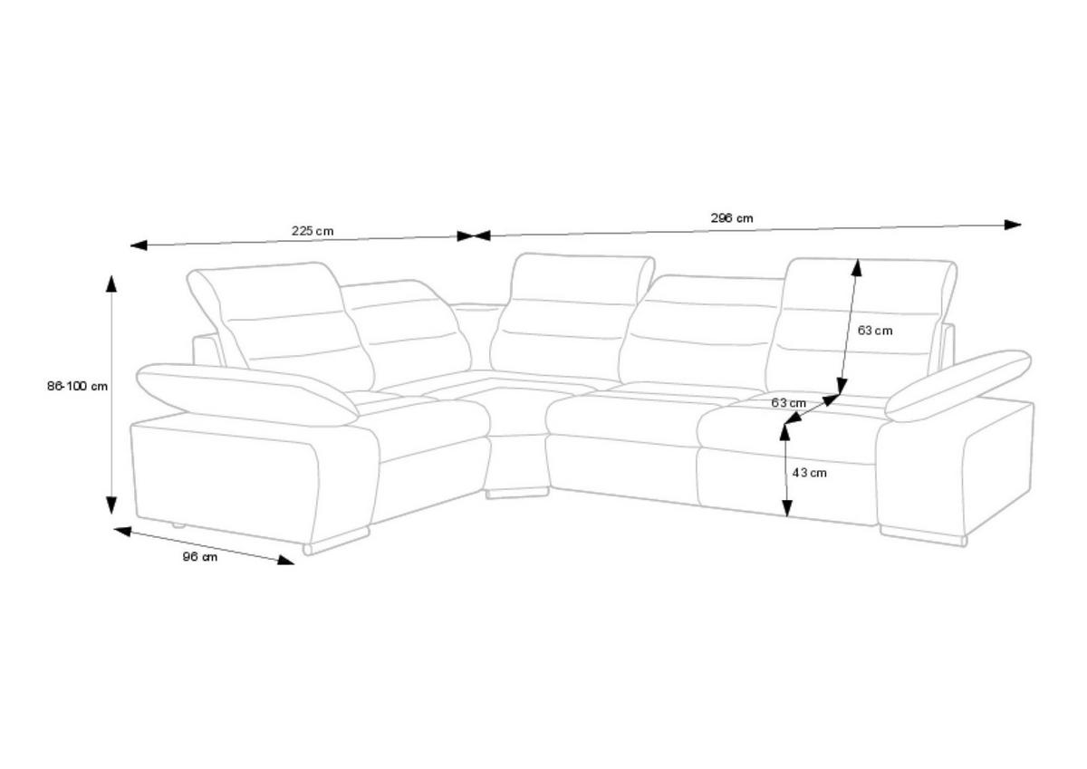 ECKSOFA KORFU Grün 296x225x100 cm - Grün, Textil (296/225cm) - FURNLUX