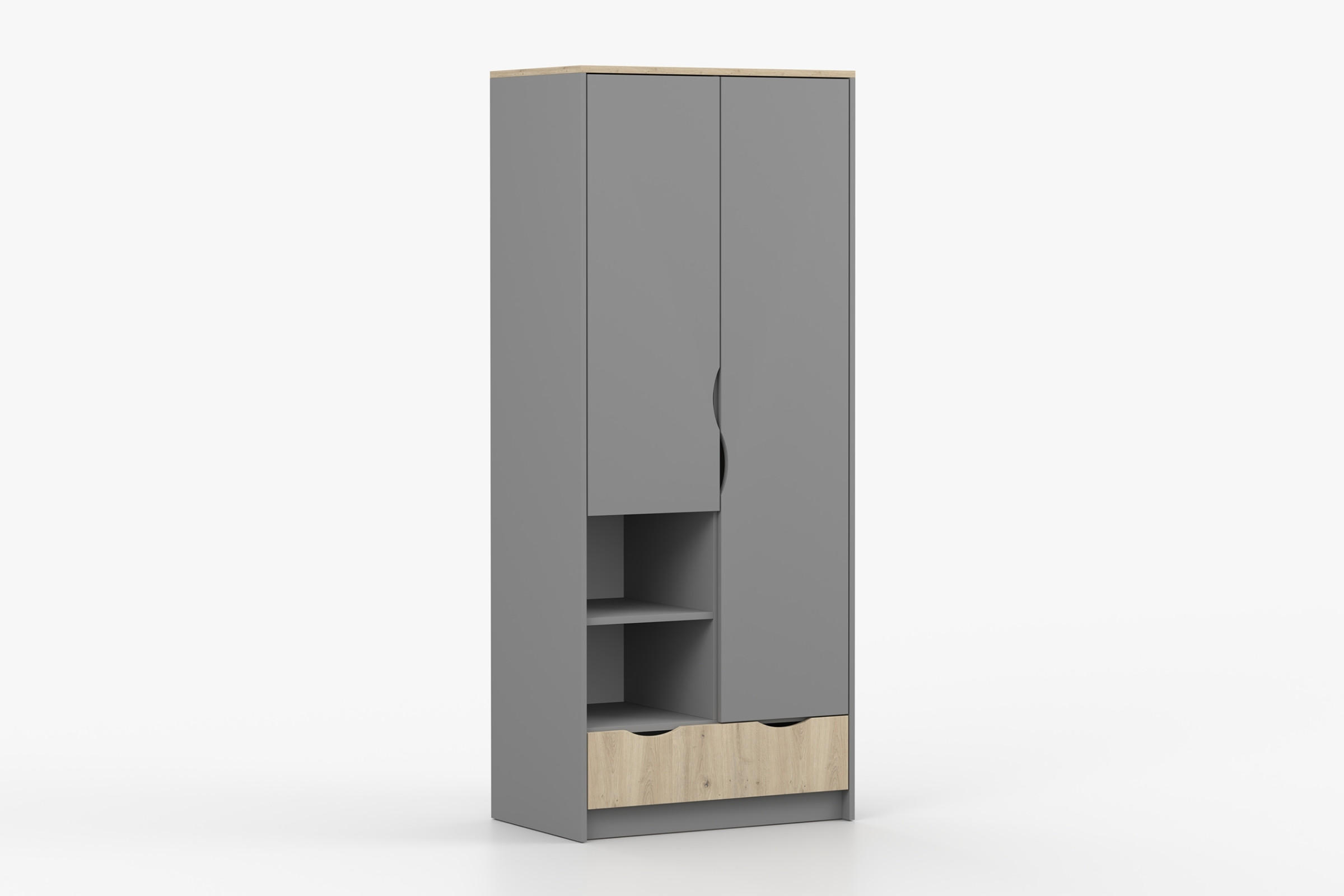 KINDERKLEIDERSCHRANK JUMI 80/193/50 cm in Grau/Eiche Artisan - Eiche Artisan/Grau, Holzwerkstoff (80/193/50cm) - Deine Möbel 24