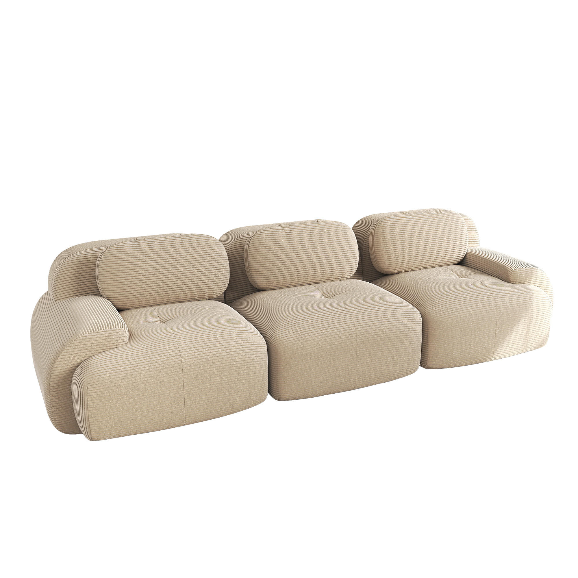 3-SITZER-SOFA in Premium-Cord Montagefrei & Rutschfest - Beige, Textil (298/75/103cm) - Urban Meuble