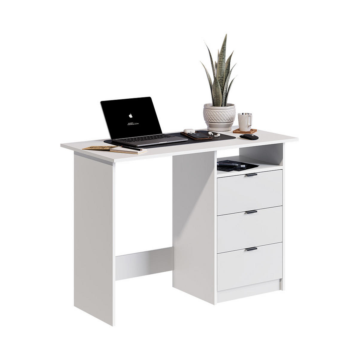 SCHREIBTISCH Meiko Weiß 105 x 50 cm mit Schubladen - Weiß, Holzwerkstoff (50/105/76.5cm) - Vicco