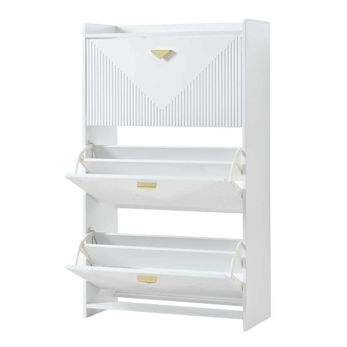 SCHUHSCHRANK aus MDF 70x30x120cm in Weiß mit 3 Klapptüren - Weiß, Holzwerkstoff (70/120/30cm) - Modfu