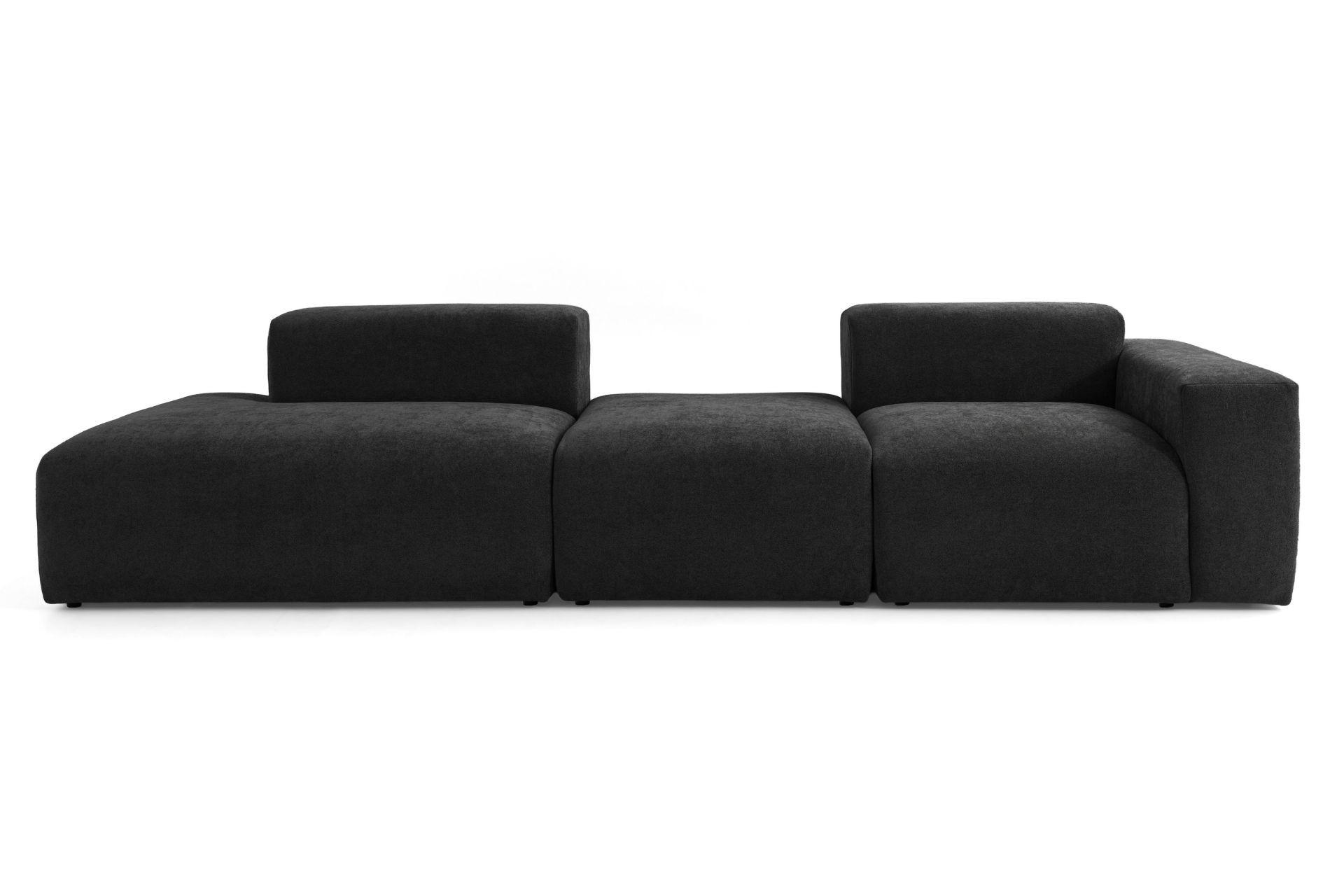 4-SITZER modulares Sofa HEAVEN SET 4 Links, Breite 335 cm Webstoff Schwarz - Schwarz, Holz/Kunststoff (335/71/102cm) - Muffo