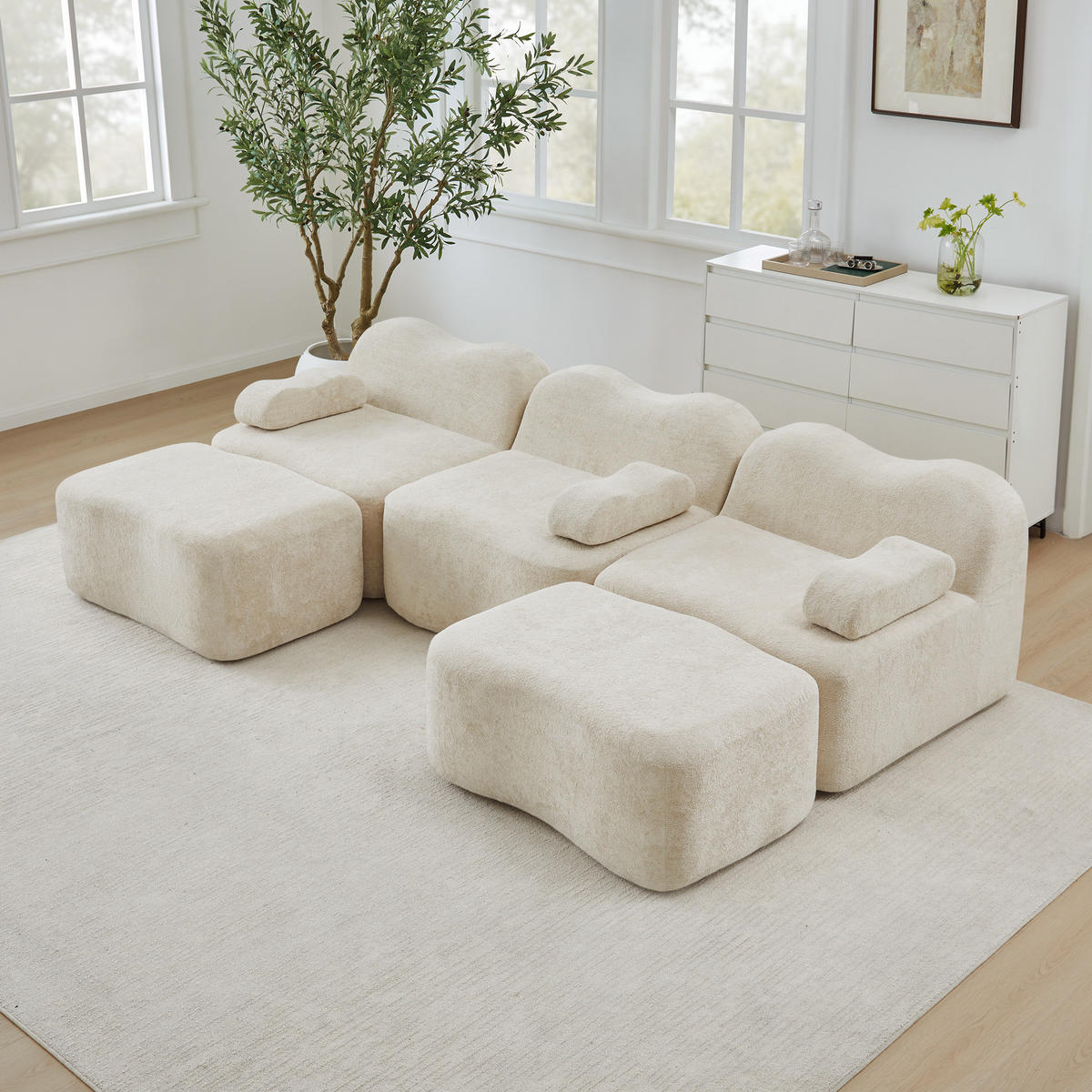WOHNLANDSCHAFT 288/167/70 cm in Beige aus Samt mit tiefem Sitzkomfort - Beige, Textil (167/70/288cm) - Flora Grace